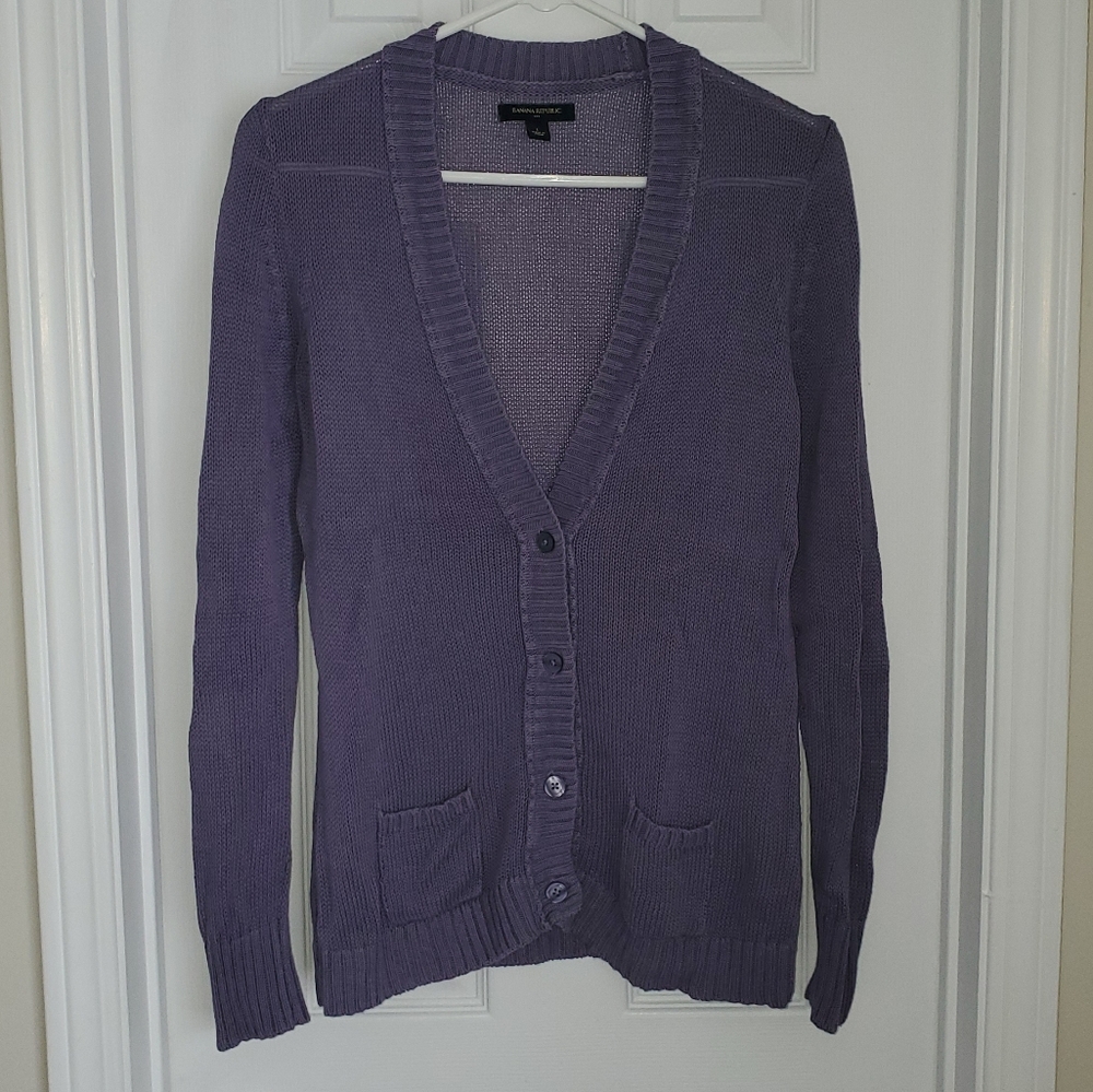 Banana Republic EUC Linen & Cotton Purple Cardigan